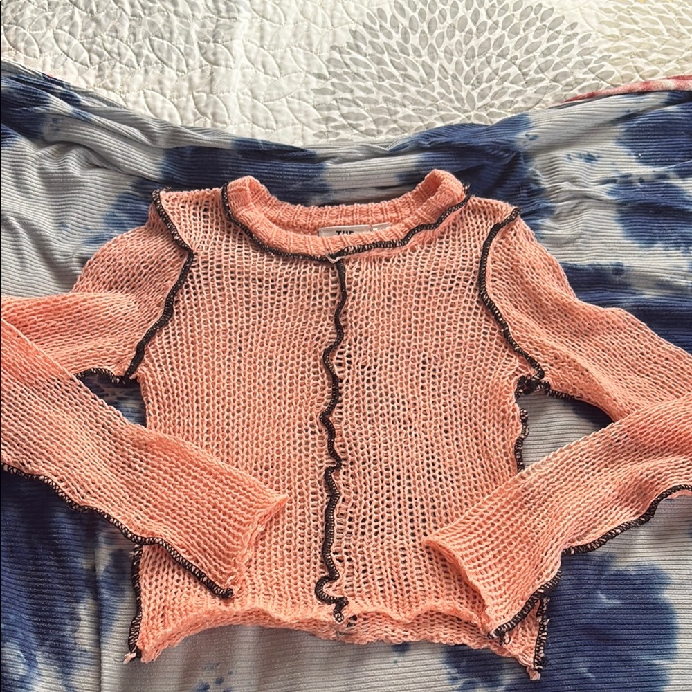 Punk distressed cropped knit sweater